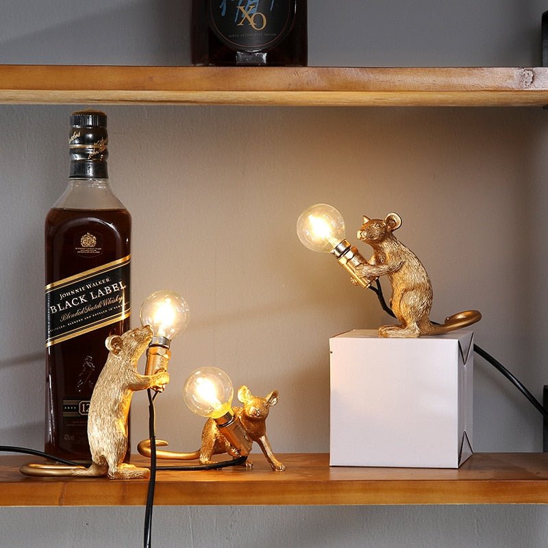 Vintage Mus LED Skrivebordslampe i Harpiksdesign