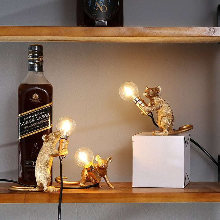 Vintage Mus LED Skrivebordslampe i Harpiks