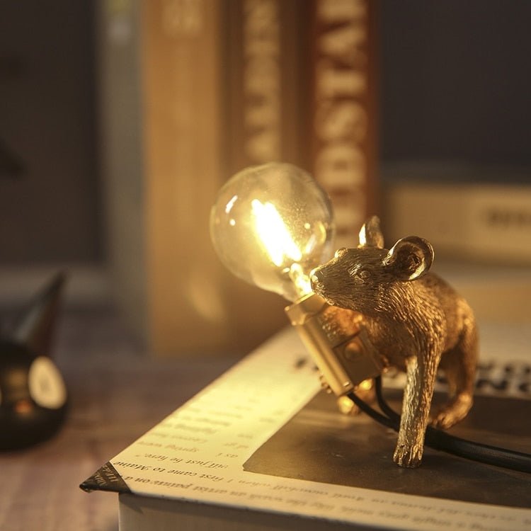 Vintage Mus LED Skrivebordslampe i Harpiks
