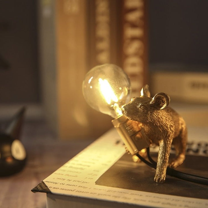 Vintage Mus LED Skrivebordslampe i Harpiks