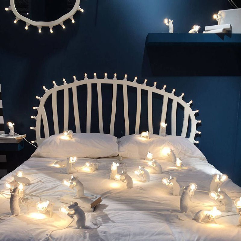Vintage Mus LED Skrivebordslampe i Harpiksdesign