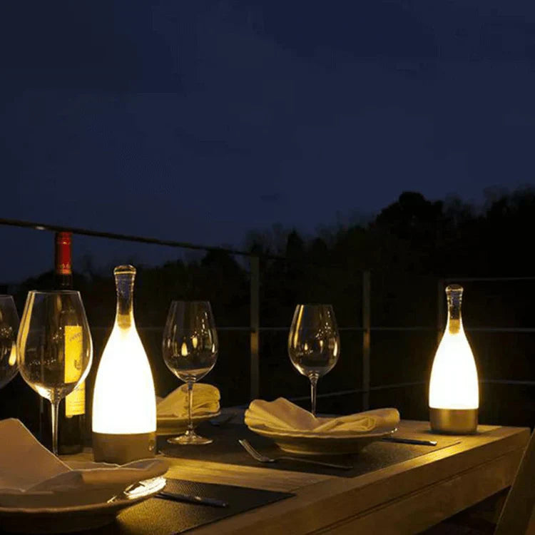 Vinflaskeformet USB Genopladelig Bordlampe med Dæmpbart LED-lys