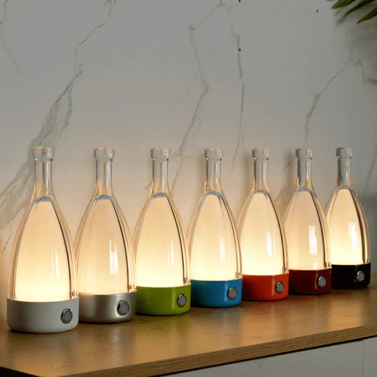 Vinflaskeformet USB Genopladelig Bordlampe med Dæmpbart LED-lys