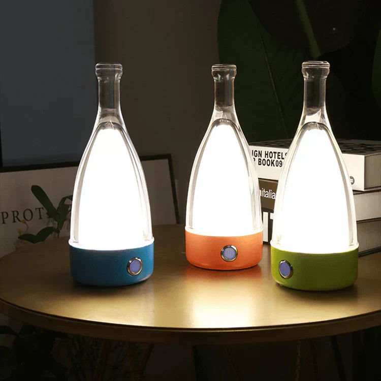 Vinflaskeformet USB Genopladelig Bordlampe med Dæmpbart LED-lys