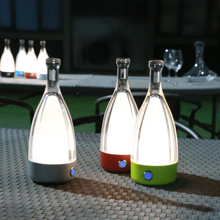 Vinflaskeformet USB Genopladelig Bordlampe med Dæmpbart LED-lys