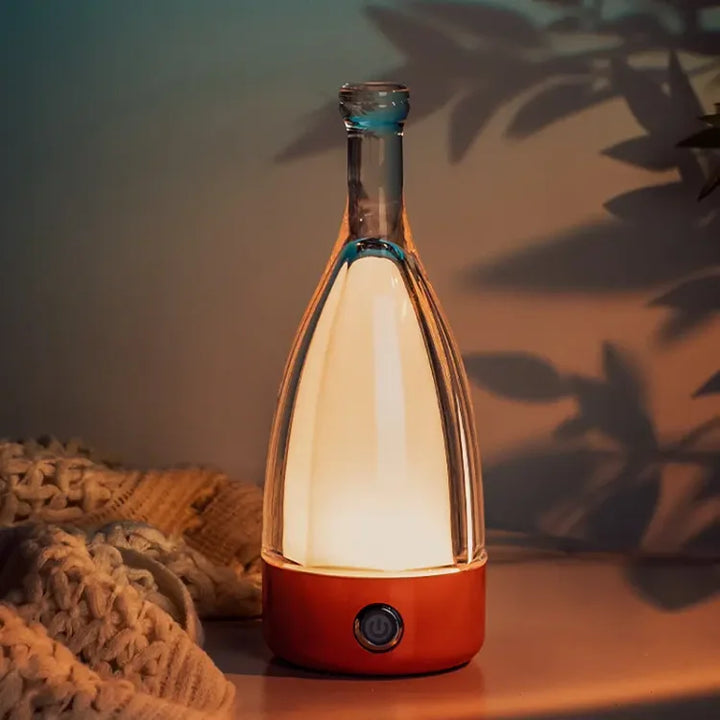 Vinflaskeformet USB Genopladelig Bordlampe med Dæmpbart LED-lys