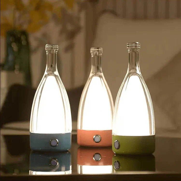 Vinflaskeformet USB Genopladelig Bordlampe med Dæmpbart LED-lys