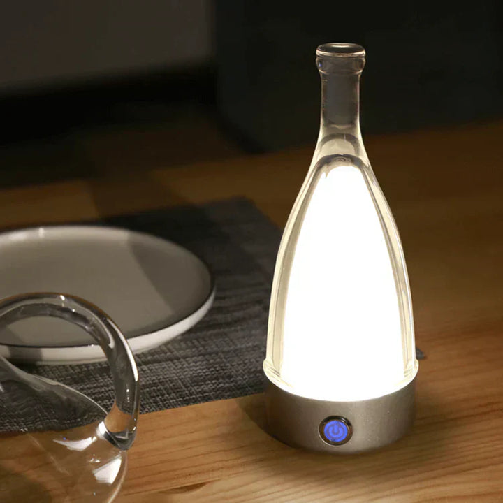 Vinflaskeformet USB Genopladelig Bordlampe med Dæmpbart LED-lys