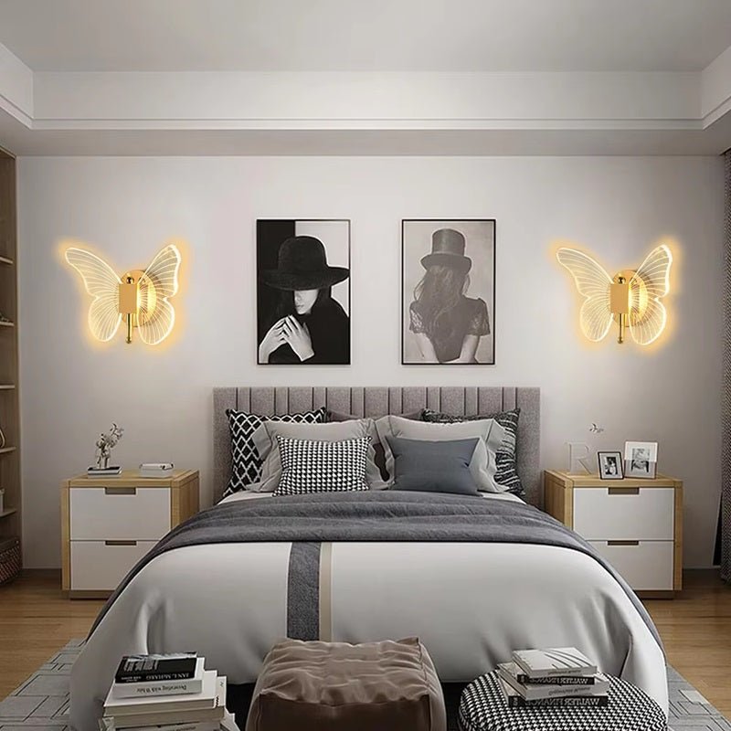 Elegant Butterfly LED Væglampe med Justerbare Lysindstillinger