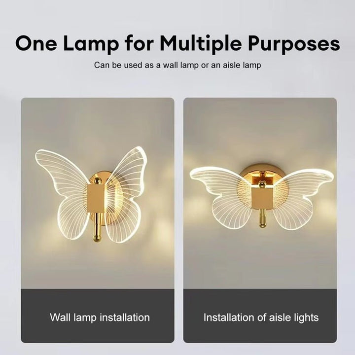 Elegant Butterfly LED Væglampe med Justerbare Lysindstillinger
