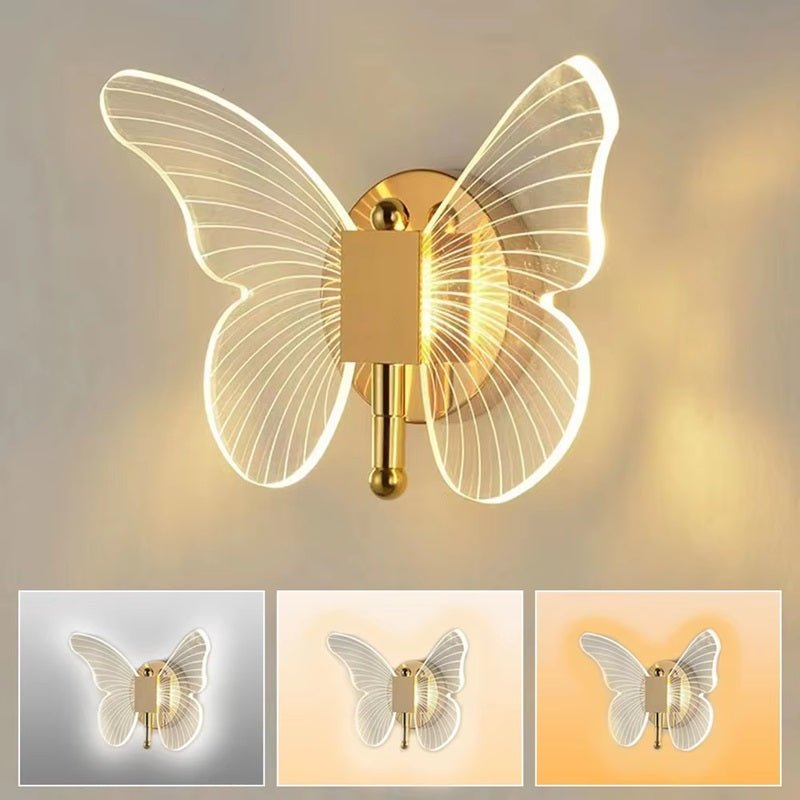 Elegant Butterfly LED Væglampe med Justerbare Lysindstillinger