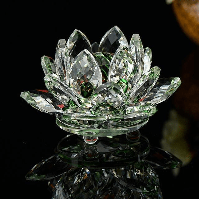 Kvarts Krystal Lotus Blomst Skulptur med Lysrefleksioner