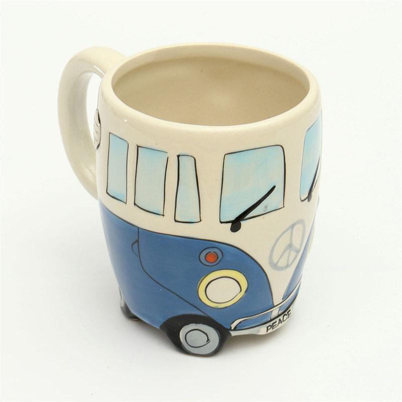 Hippie Bus Tegneserie Kaffekrus i Keramik - 11oz, 4 Farver