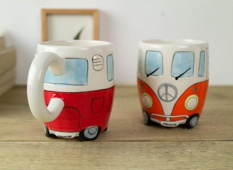 Hippie Bus Kaffekrus i Keramik - 11oz, 4 Farver