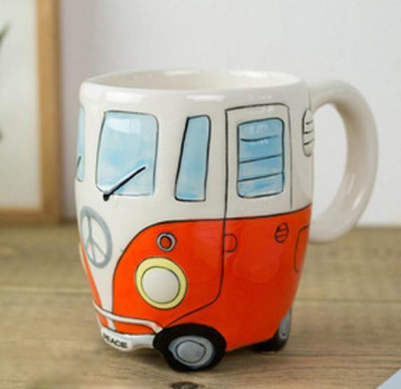 Hippie Bus Kaffekrus i Keramik - 11oz, 4 Farver