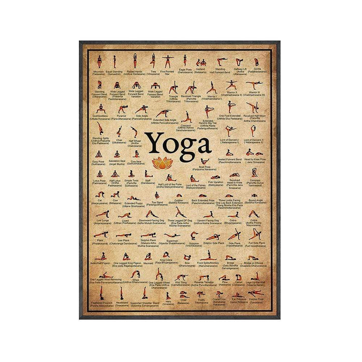 Yoga Poses Vægkunst i Vandafvisende Lærred