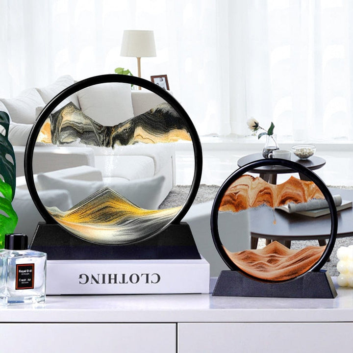 Svævende Timeglas Skulptur i Glas og Akryl