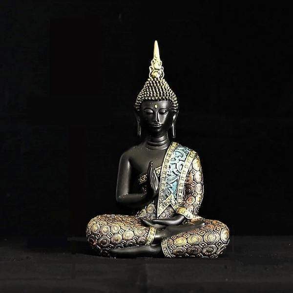 Elegant Buddha Statue i Resin med Strålende Overflade