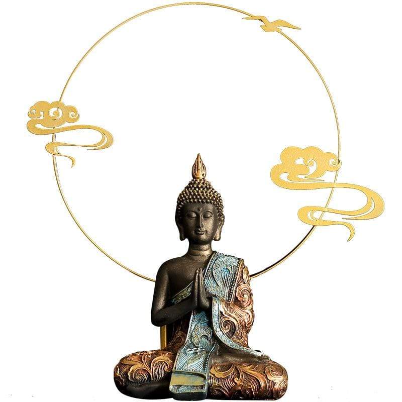 Elegant Buddha Statue i Resin med Strålende Overflade