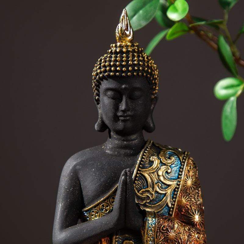 Elegant Buddha Statue i Resin med Strålende Overflade