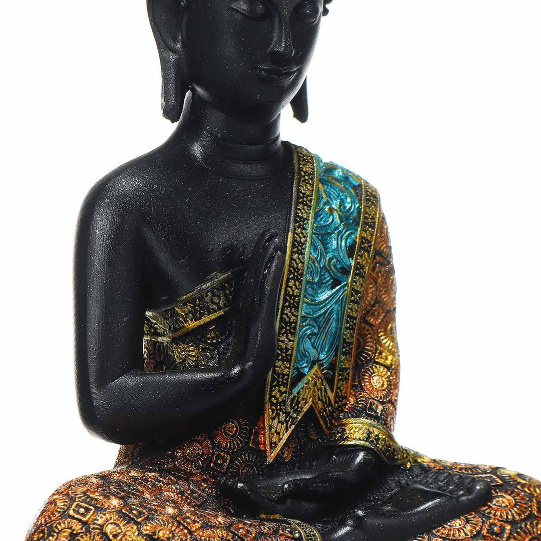 Elegant Buddha Statue i Resin med Strålende Overflade
