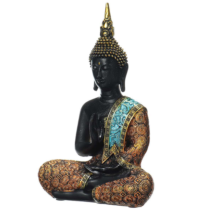 Elegant Buddha Statue i Resin med Strålende Overflade