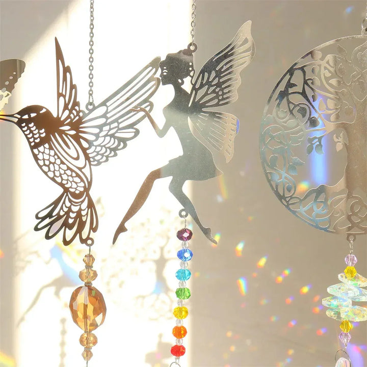 Krystal Solfanger med Kolibri, Ugle, Fe og Sommerfugl Designs