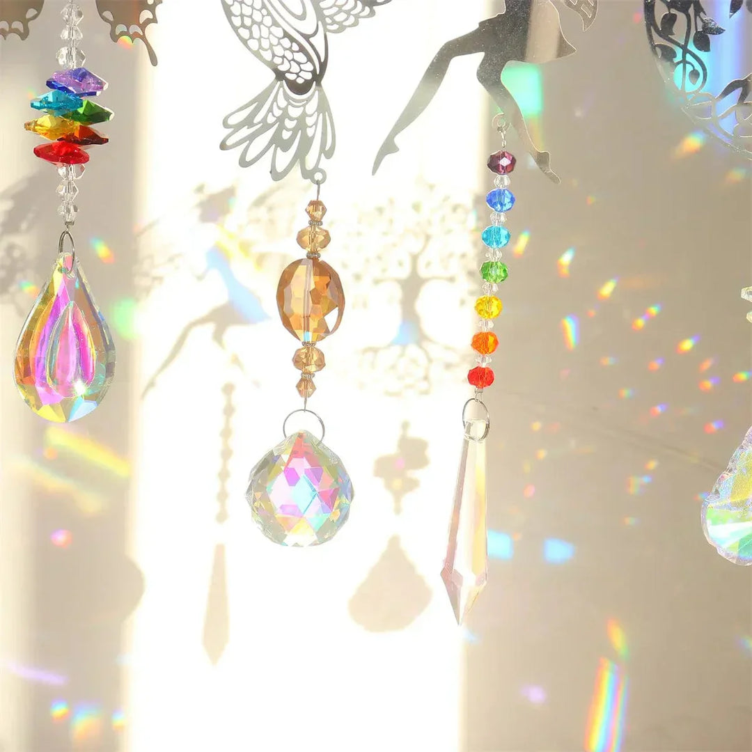 Krystal Solfanger med Kolibri, Ugle, Fe og Sommerfugl Designs