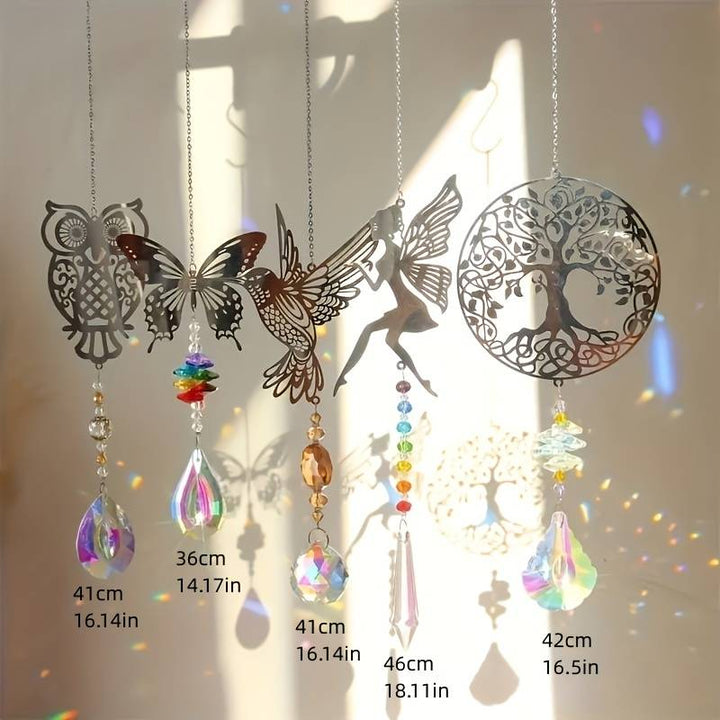 Krystal Solfanger med Kolibri, Ugle, Fe og Sommerfugl Designs