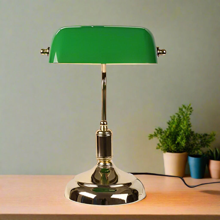 Elegant Glas Bordlampe med Vintage Design og Blød Belysning