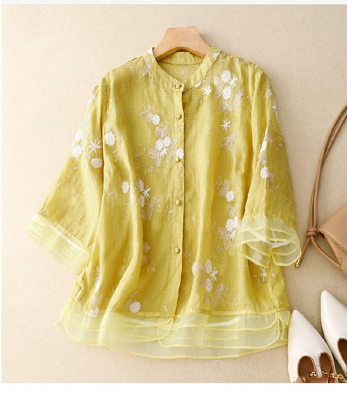 Kourtney™ | Elegant Bluse med Blomsterdetaljer