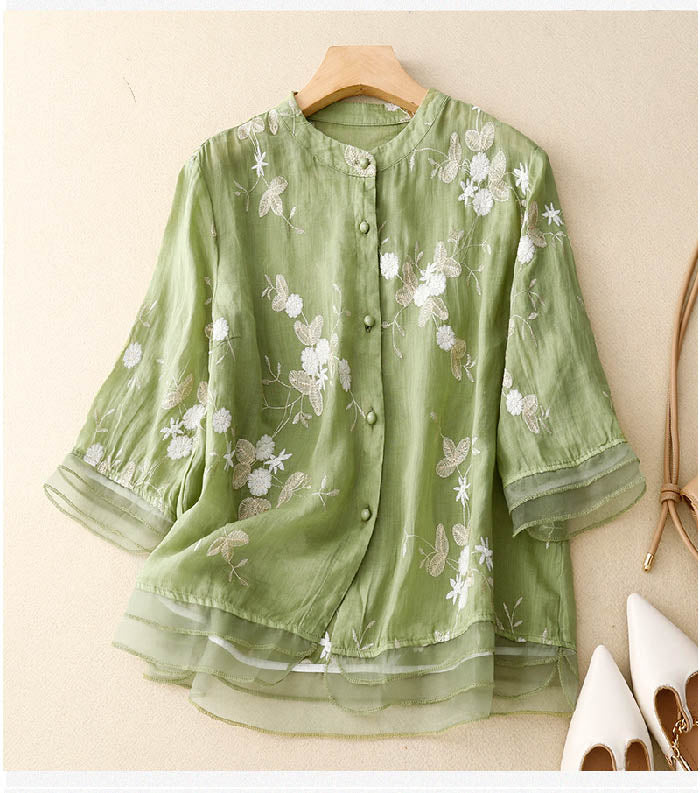 Kourtney™ | Elegant Bluse med Blomsterdetaljer