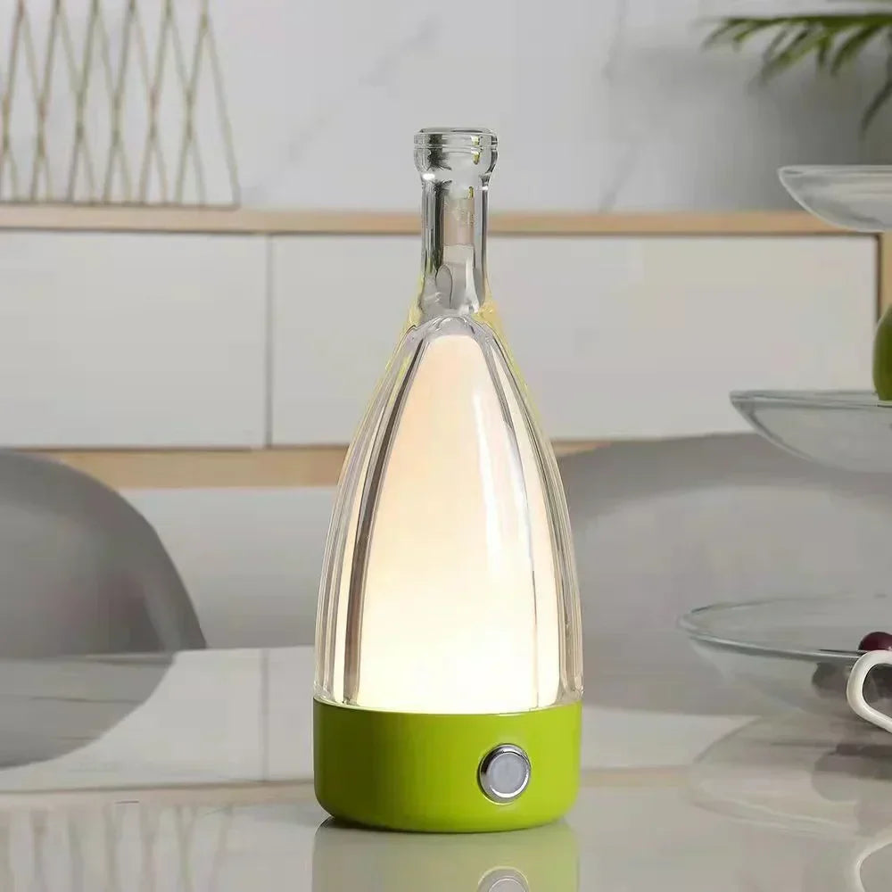 Vinflaskeformet USB Genopladelig Bordlampe med Dæmpbart LED-lys