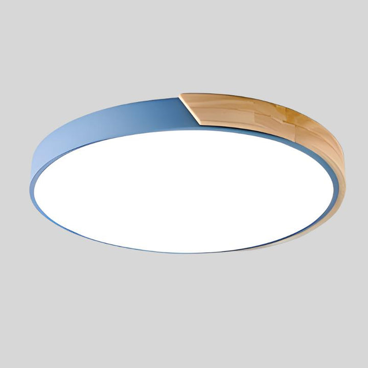 Træ Rund Loftlampe med Peberkage-design