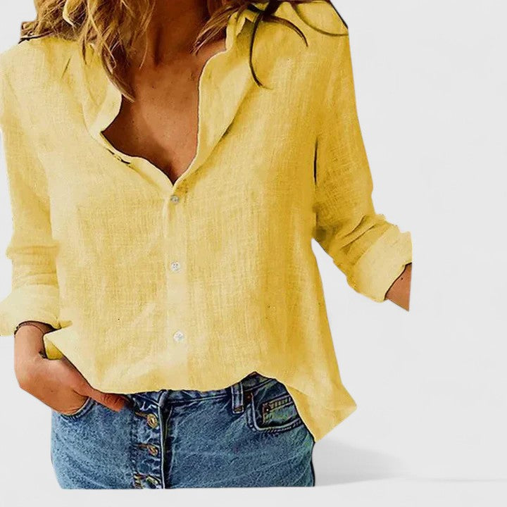 Harper | Kvinders Lin Button-Down Skjorte med Krave