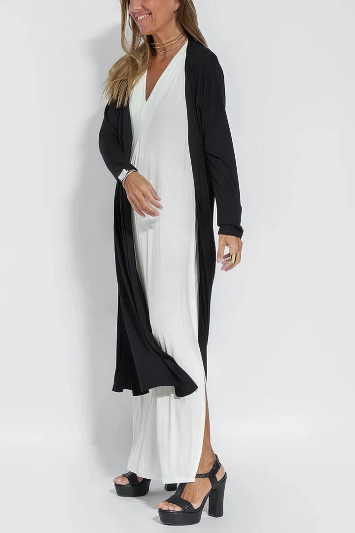 Juno™ | Elegant Lang Kjole med Koordineret Cardigan