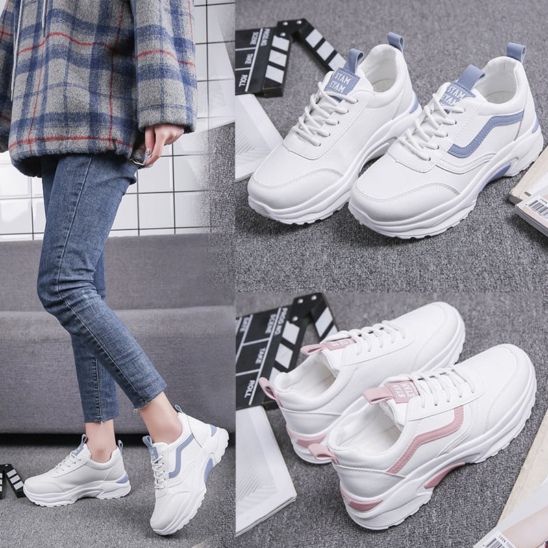 Chunky sneakers til kvinder med rosa accenter