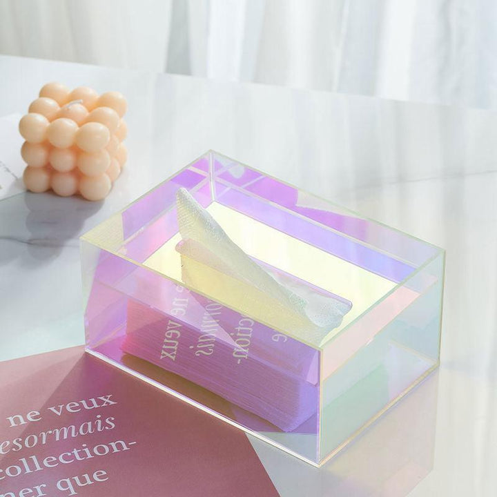 Iridescent Akryl Tissue Box med Glimmer
