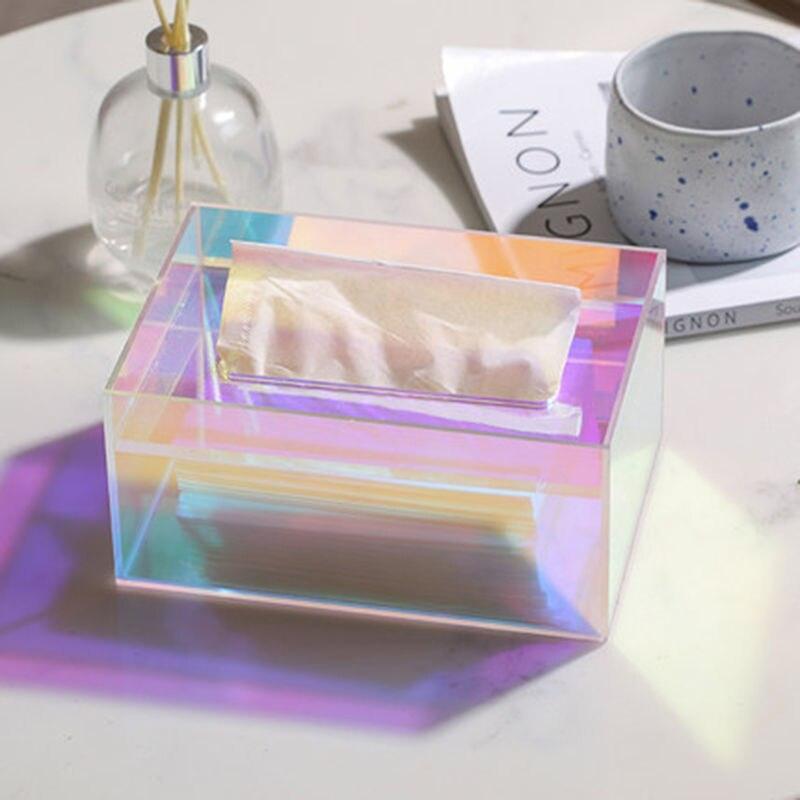 Iridescent Akryl Vævsboks med Farverigt Glimmer